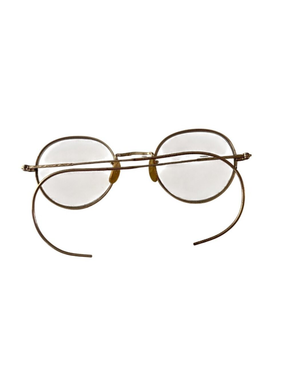 Antique Round Glasses 12GP With Case Accessory Prop Wire Rim Spectacles